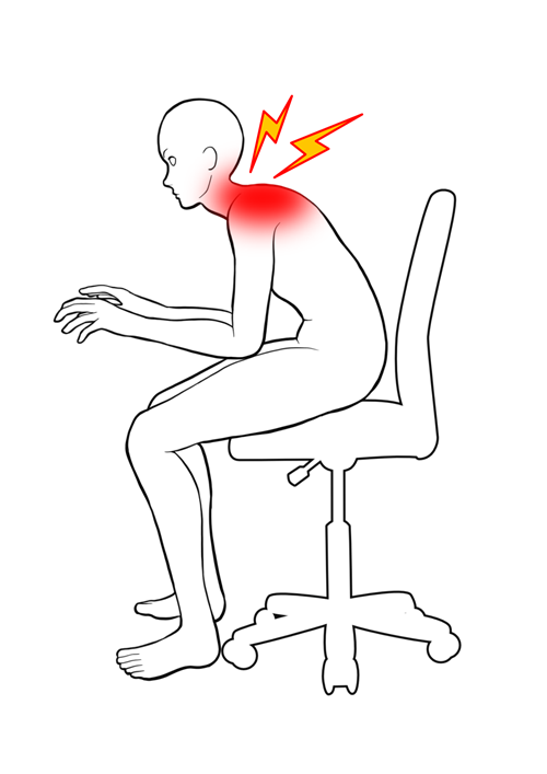 猫背姿勢のイラスト